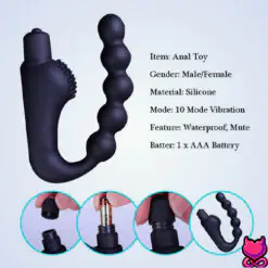 Alternative view of Nato A Black Beaded Prostate & Anal Massager AT-006