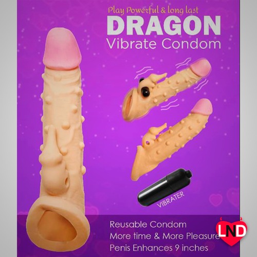 9 inch Dragon Condom Vibrating Penis Sleeve PES-011 - Image 2