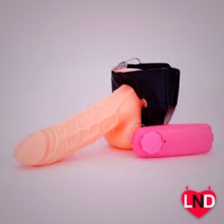 Realistic Vibrating Solid Strap On Dildo with Balls